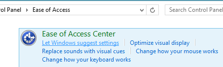 A screen shot of the option to let Windows suggest settings.