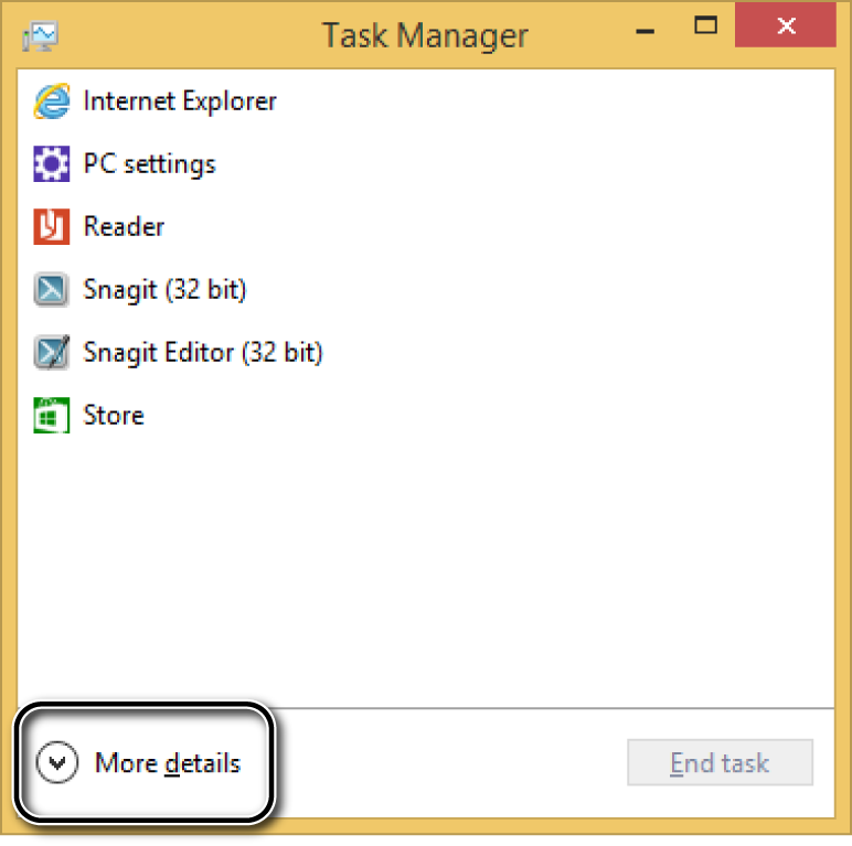 A screen shot of the Task Manager window.