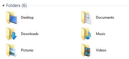 A screen shot of the standard User Folders.