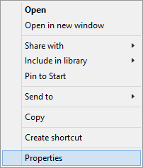 A screen shot of the right-click menu for the Downloads folder.