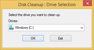 A screen shot of the Disk Cleanup: Disk Selection window.