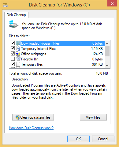 A screen shot of the Disk Cleanup window.