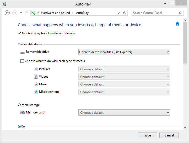 A screen shot of the AutoPlay dialog box.