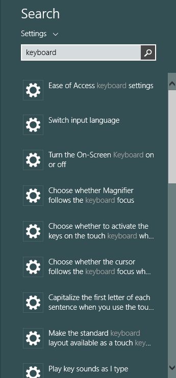 Choose a keyboard option to change.