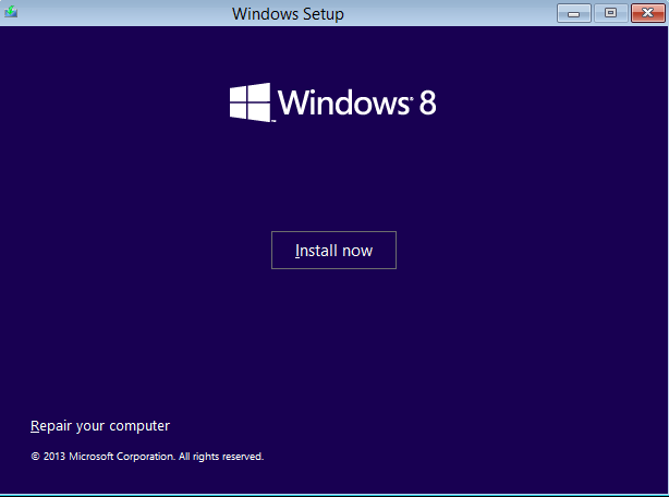 A screen shot of the Windows Setup boot menu.