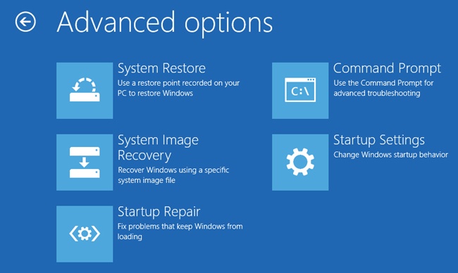 Windows 8.1 provides startup repair configuration and tools using a touch-friendly interface.