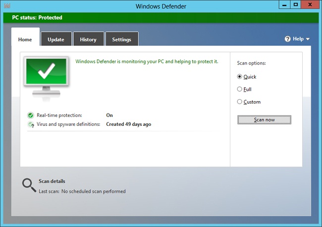 Windows Defender helps to protect your PC from malware.