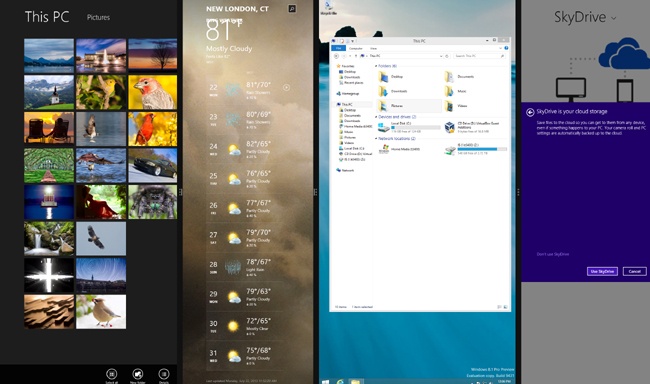 Windows 8.1 provides more flexible multitasking.