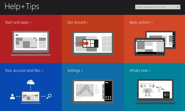 The Help+Tips app is a great way to learn to use Windows 8.1.