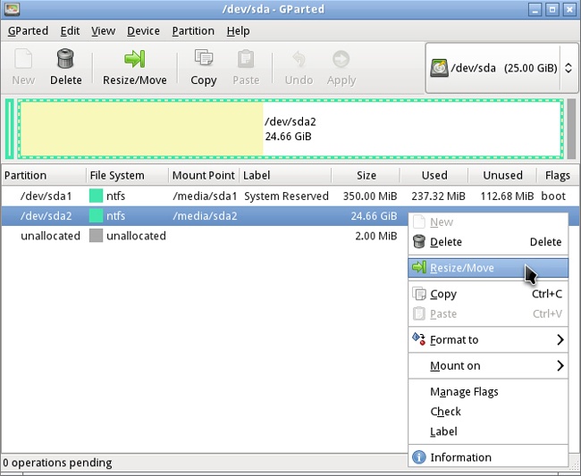 Use GParted to squeeze the most free space from your partition.