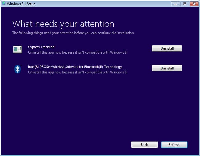 Uninstall any apps that won’t work with Windows 8.1.