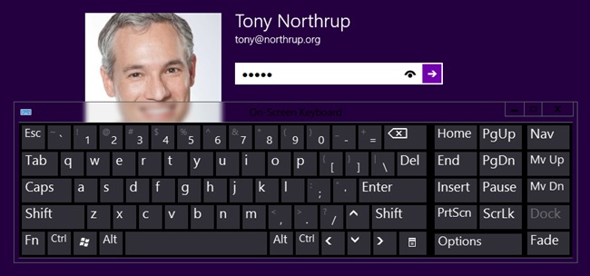 Use the on-screen keyboard to type with a mouse.