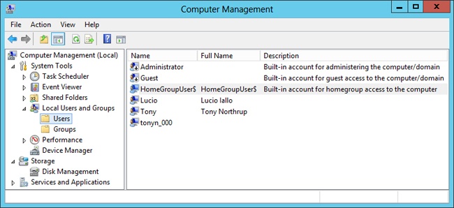 Use the Computer Management console for advanced user account management.