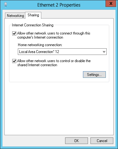 Use Internet Connection Sharing to share your Internet access.