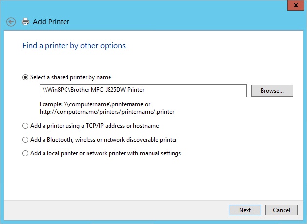 If you can’t automatically connect to a printer, you can identify its name and connect manually.