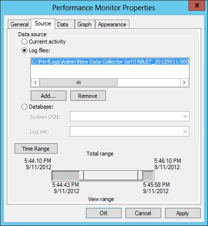 Configure a time range to analyze only a portion of your logged data.
