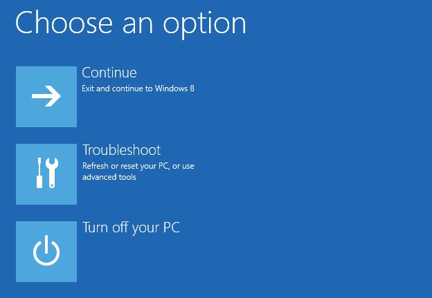 Windows 8.1 provides a touch friendly recovery interface.