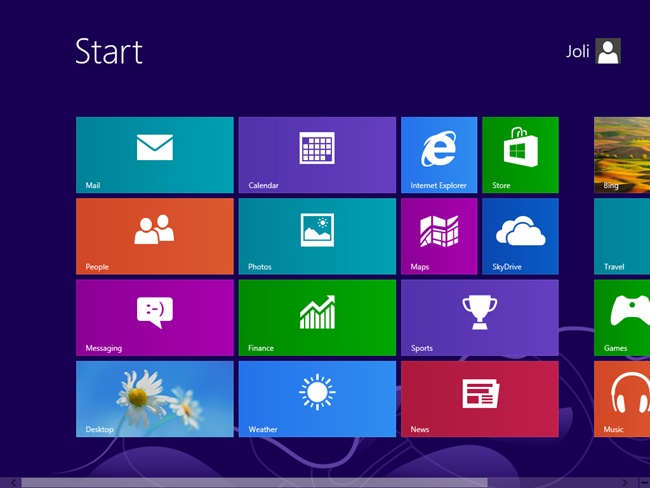 The Windows 8.1 Start screen.