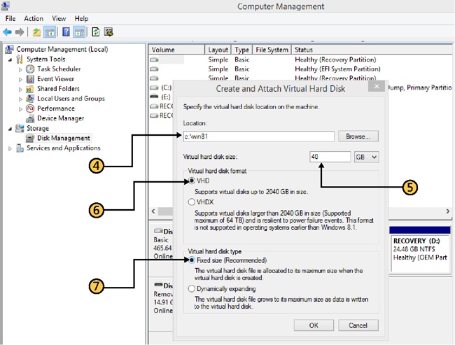 Configure the new VHD.