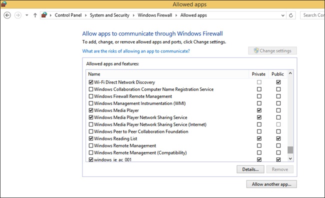 By default, some apps are already allowed through Windows Firewall.