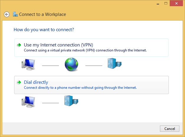 Create a VPN connection in the Network And Sharing Center.