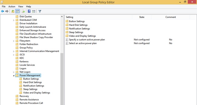 Group policies can be configured for Power Management.