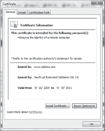 A certificate used to authenticate a server in an HTTPS connection.