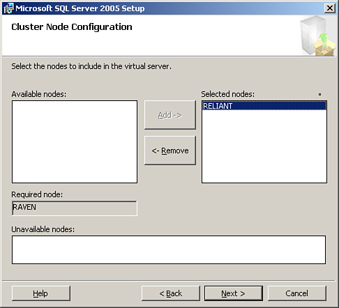 Choosing the SQL cluster node.