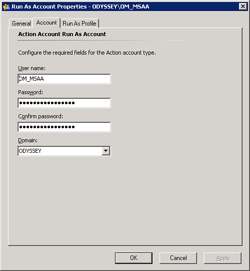 Run As Account user credentials.