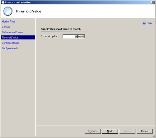 Simple Threshold monitor configuration screen.