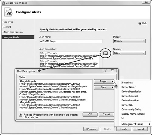 Creating a meaningful alert description using information from the MIB-2 system OID.