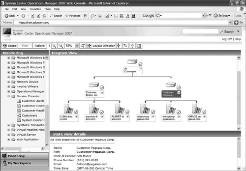 The ROM Web console presents an aggregate view of a partner’s customers.