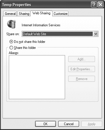 The Web Sharing feature helps you to share a network folder across the Internet as long as you have a Web server installed.