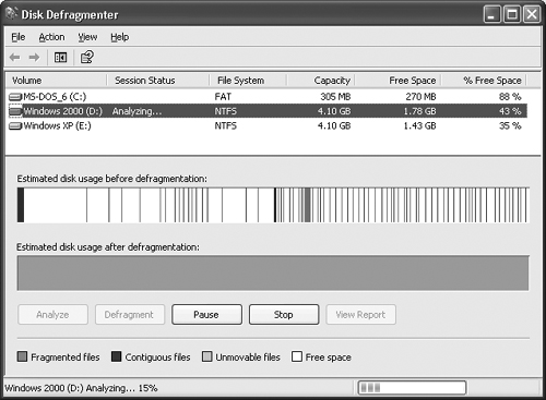 Disk Defragmenter helps you check your drive for fragmentation.