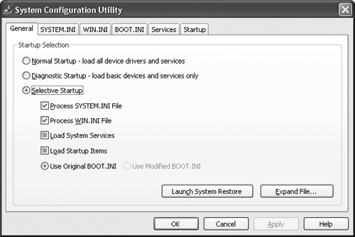 Use the System Configuration Utility to adjust the way Windows XP starts.