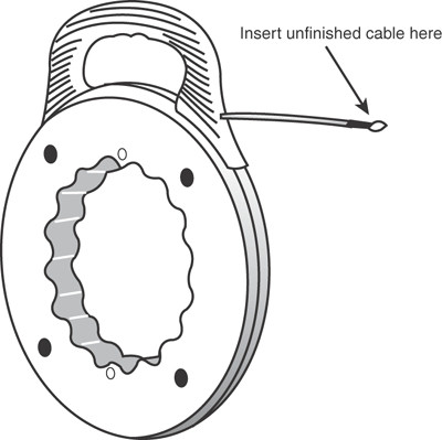 A typical wire fish. The unfinished cable end is connected to the end of the wire fish, which pushes it through the wall and past obstacles to its destination.