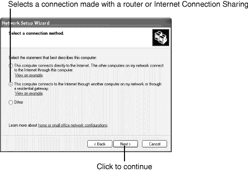 Selecting your Internet connection type.