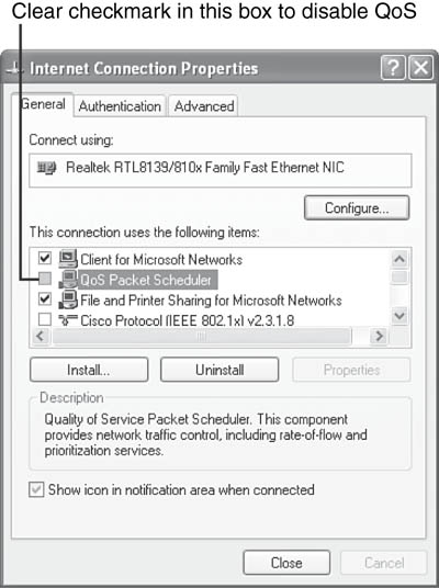 Disabling QoS for better network performance on a mixed Windows network.