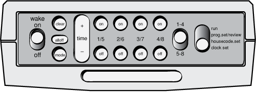 The control panel of the Radio Shack Mini Timer included in the Home Automation Kit #61-3000.