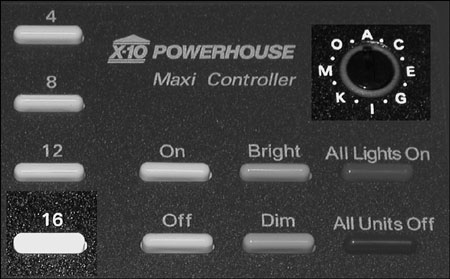 The 16 key and House Code dial are used to send programming codes to SwitchLinc and ToggleLinc programmable switches.