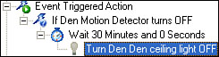 An event-triggered action that includes a time delay.
