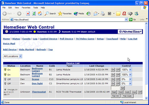 The HomeSeer Web Control web server.