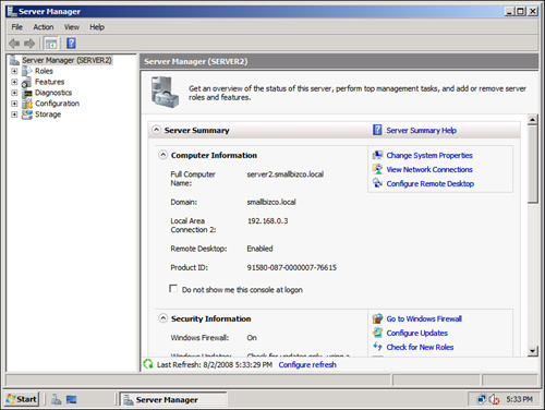 FIGURE 14.8. Server Manager console on second server.