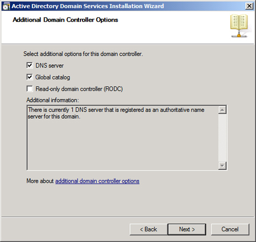 FIGURE 14.14. Additional domain controller options.
