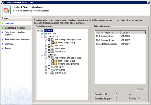 Using DPM to perform an Exchange 2007 backup.