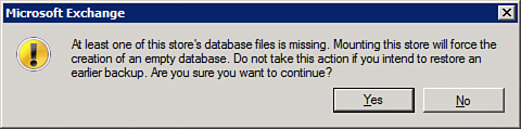 Warning message of an empty database.