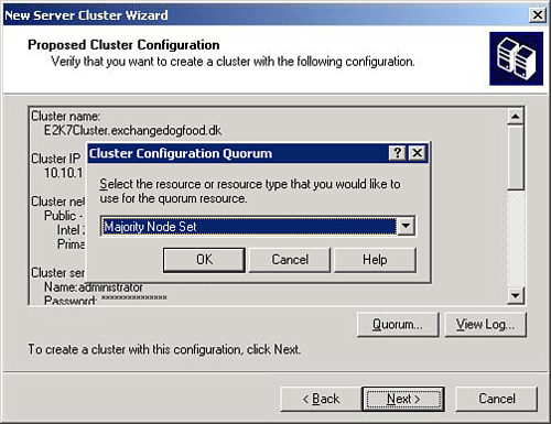 Choosing the Majority Node Set quorum for your cluster configuration.