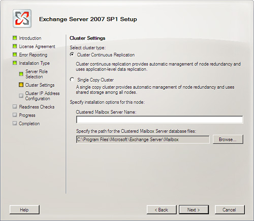 Configuring CCR within Cluster Settings.