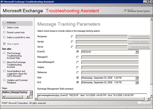 The Message Tracking tool.