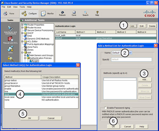 Configuring AAA on the router.